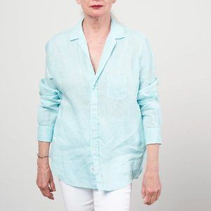 Frank & Eileen Shirley Tailored Button-Up Shirt Classic Linen Size: L Seafoam